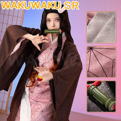 Kamado Nezuko Cosplay Costume Anime Cosplay WakuWaku-SR Women Cute Pink Kimono Costume Nezuko Cosplay Costume