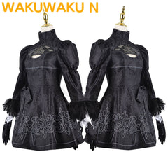 【In Stock】WakuWaku-N 2B Cosplay Costume Anime Women Black Sexy Dress