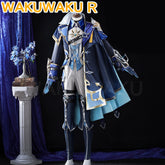 Game Genshin Impact Lohen Cosplay Costume Blue Suit