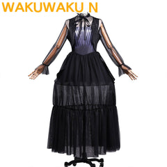 WakuWaku-N Wednesday Cosplay Black Evening Dress Women Costume