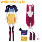 Wakuwaku-N Movie Anime Kpop Killer Cosplay Costume Full Set Yellow Series