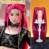 【Children Ver】【In Stock】WakuWaku Movie Front Lace Wig Cosplay Kids 100cm Long Pink Hair