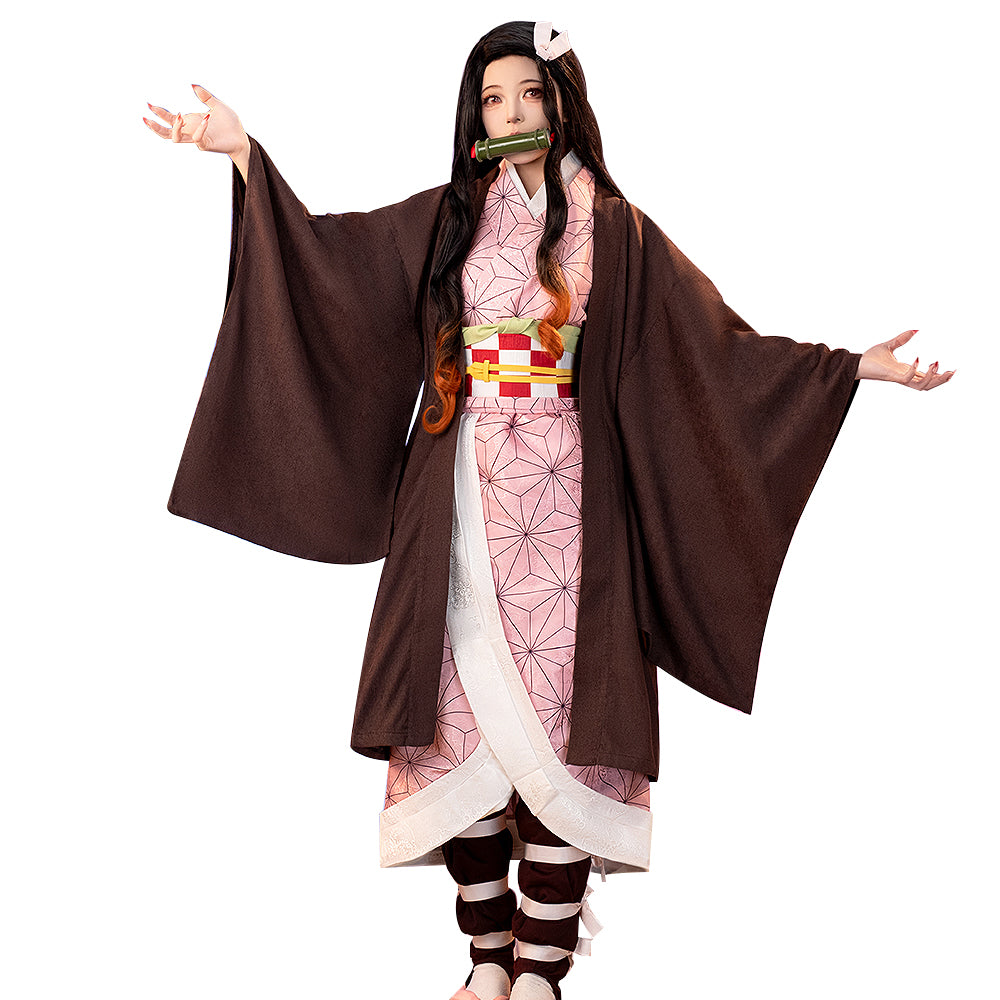 Kamado Nezuko Cosplay Costume Anime Cosplay WakuWaku-SR Women Cute Pink Kimono Costume Nezuko Cosplay Costume