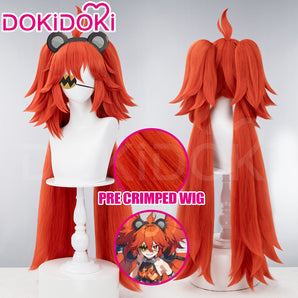 【Pre Crimped 】DokiDoki Game Zenless Zone Zero Cosplay Koleda Belobog Wig Long Straight Orange Red Hair