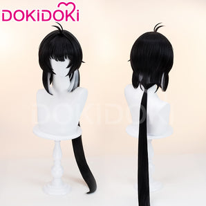 DokiDoki Game Wuthering Waves Cosplay Rover Female Wig Long Straight Black Grey Hair
