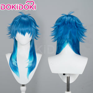 DokiDoki Game DRAMAtical Murder Cosplay Seragaki Aoba Wig Long Straight Wig Cyan-Blue Gradient Hair Sly Blue