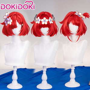 DokiDoki Game Honkai: Star Rail Cosplay Tribios Cosplay Wig Short Red Straight Wig