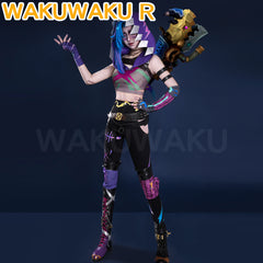 Jinx Hoodie Cosplay Costume Anime Arcane 【XS-3XL】 WakuWaku-R Women LOL Arcane Jinx Cosplay Hoodie Costume Plus Size