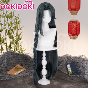 DokiDoki Game Ashes of the Kingdom  Cosplay Wig Wenchou Long Straight Green Hair Wen Chou