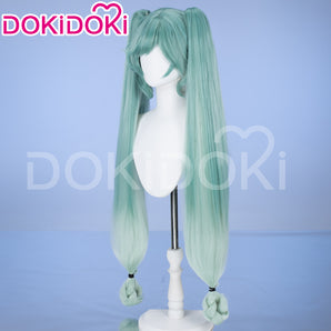 DokiDoki Game 2024 Snow Wig Long Straight Green Hair