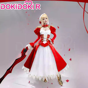 DokiDoki-R Game Fate / Grand Order Cosplay Nero Claudius Costume / Wig Red White