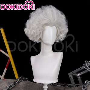 DokiDoki Anime Game Cosplay Wig Short Curly Silver Hair