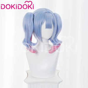 DokiDoki VSINGER Rabbit Hole Cosplay Long Curly Blue Pink  Ponytail Wig Cute