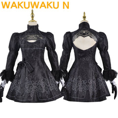 【In Stock】WakuWaku-N 2B Cosplay Costume Anime Women Black Sexy Dress