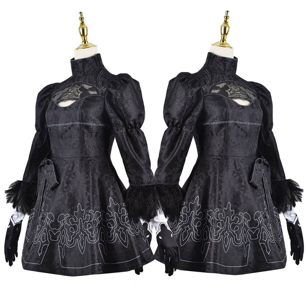 【In Stock】WakuWaku-N 2B Cosplay Costume Anime Women Black Sexy Dress