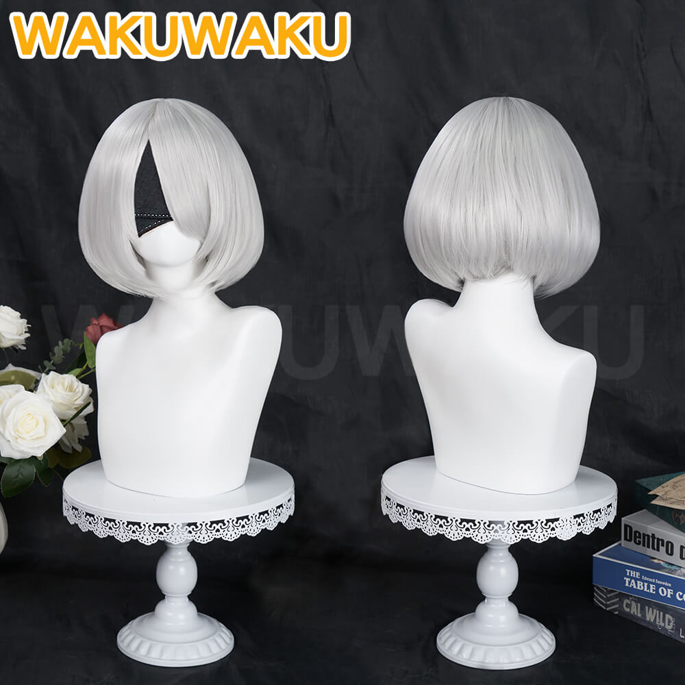 【In Stock】Wakuwaku Cosplay Game Cosplay Wig Women Short White Heat Resistant Hair