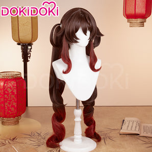 DokiDoki Game GenShin Impact Cosplay Hu Tao Lantern Rite Wig Long Gradient Brown Hair Double Ponytails Hutao