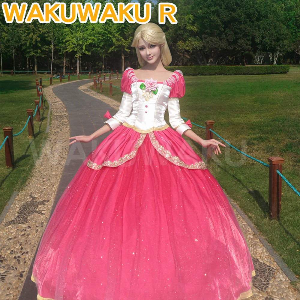 Women Princess Cosplay Dress WakuWaku-R Girl Girlhood Dream Princess Pink Rose Red Dress