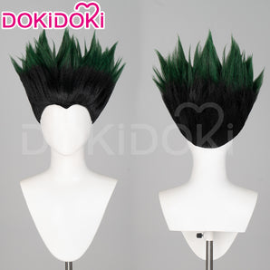 DokiDoki Anime Cosplay Wig Short Straight Black Green Hair