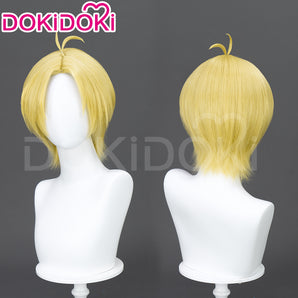 DokiDoki Anime Cosplay Wig Short Yellow Wig Center Parted Wig