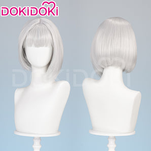 DokiDoki Game ENDER MAGNOLIA: Bloom in the Mist Cosplay Lilac Wig Short Straight Silver Hair