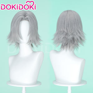 DokiDoki Anime Katekyō Hitman Reborn! Cosplay Wig Gokudera Hayato Short Grey Hair