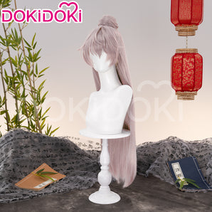 DokiDoki Game Ashes of the kingdom Cosplay Yuanji Cosplay Wig Long Straight Grey Yuan Ji