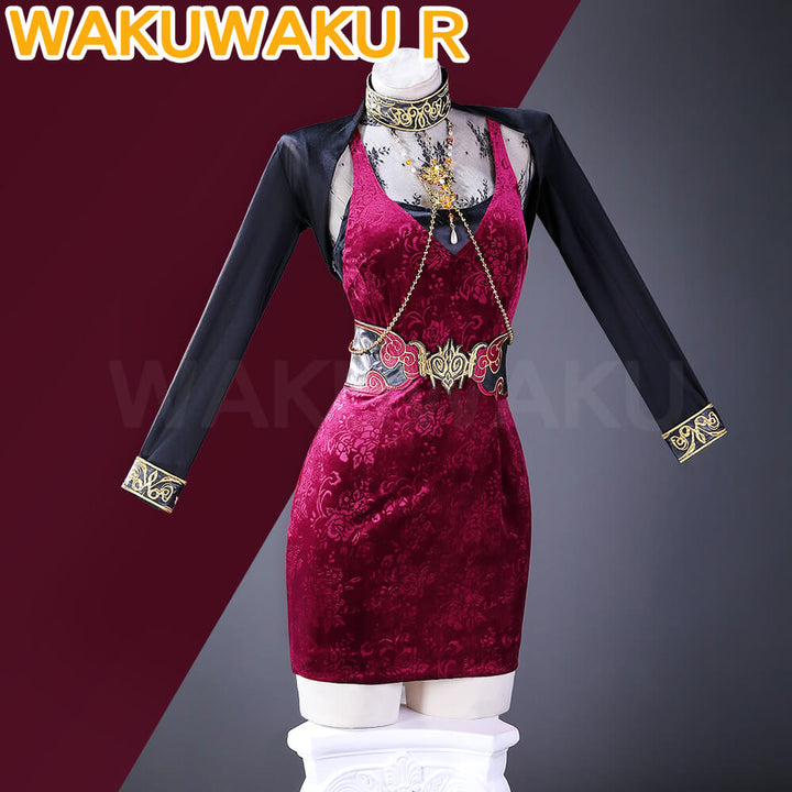 Adaa Wong Cosplay Costume Game WakuWaku-R Women Red Sexy Dress Christmas