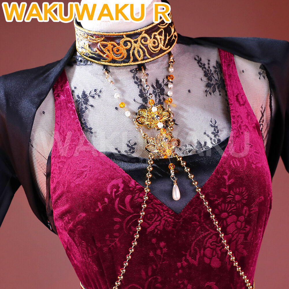 Adaa Wong Cosplay Costume Game WakuWaku-R Women Red Sexy Dress Christmas