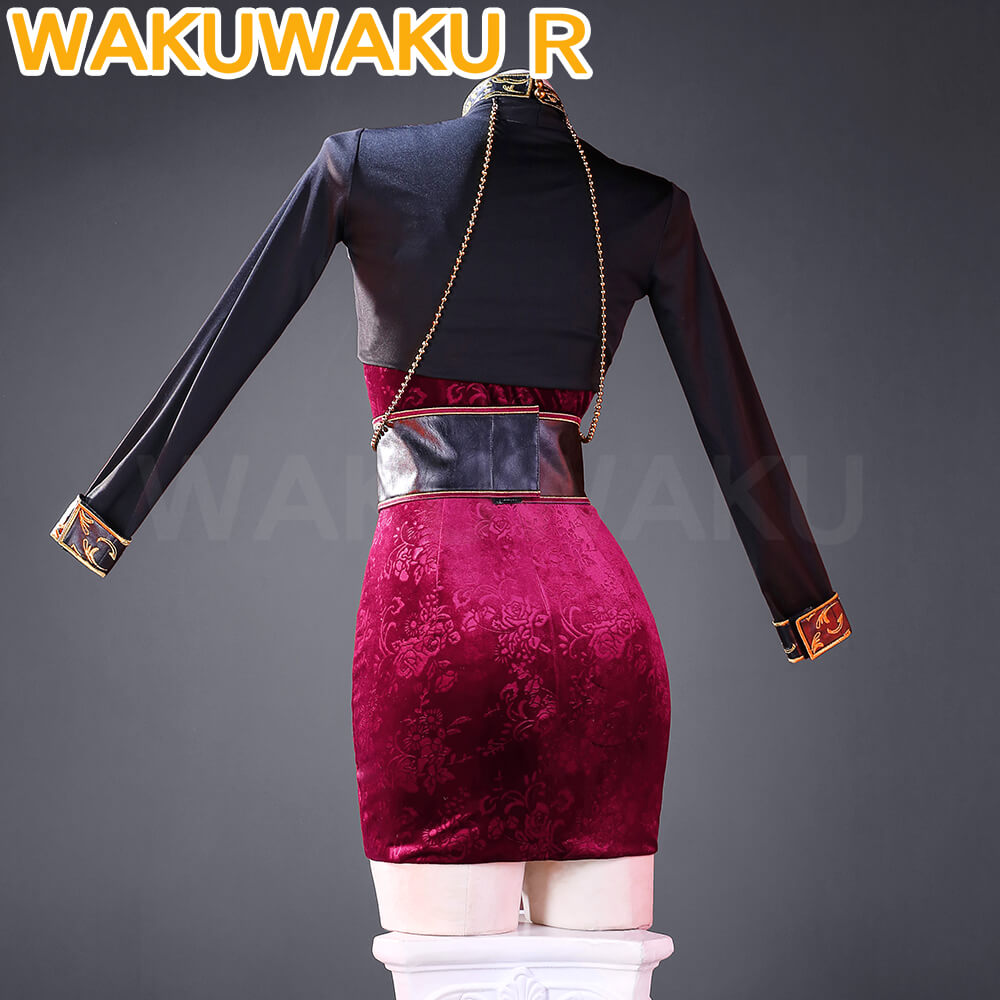 Adaa Wong Cosplay Costume Game WakuWaku-R Women Red Sexy Dress Christmas