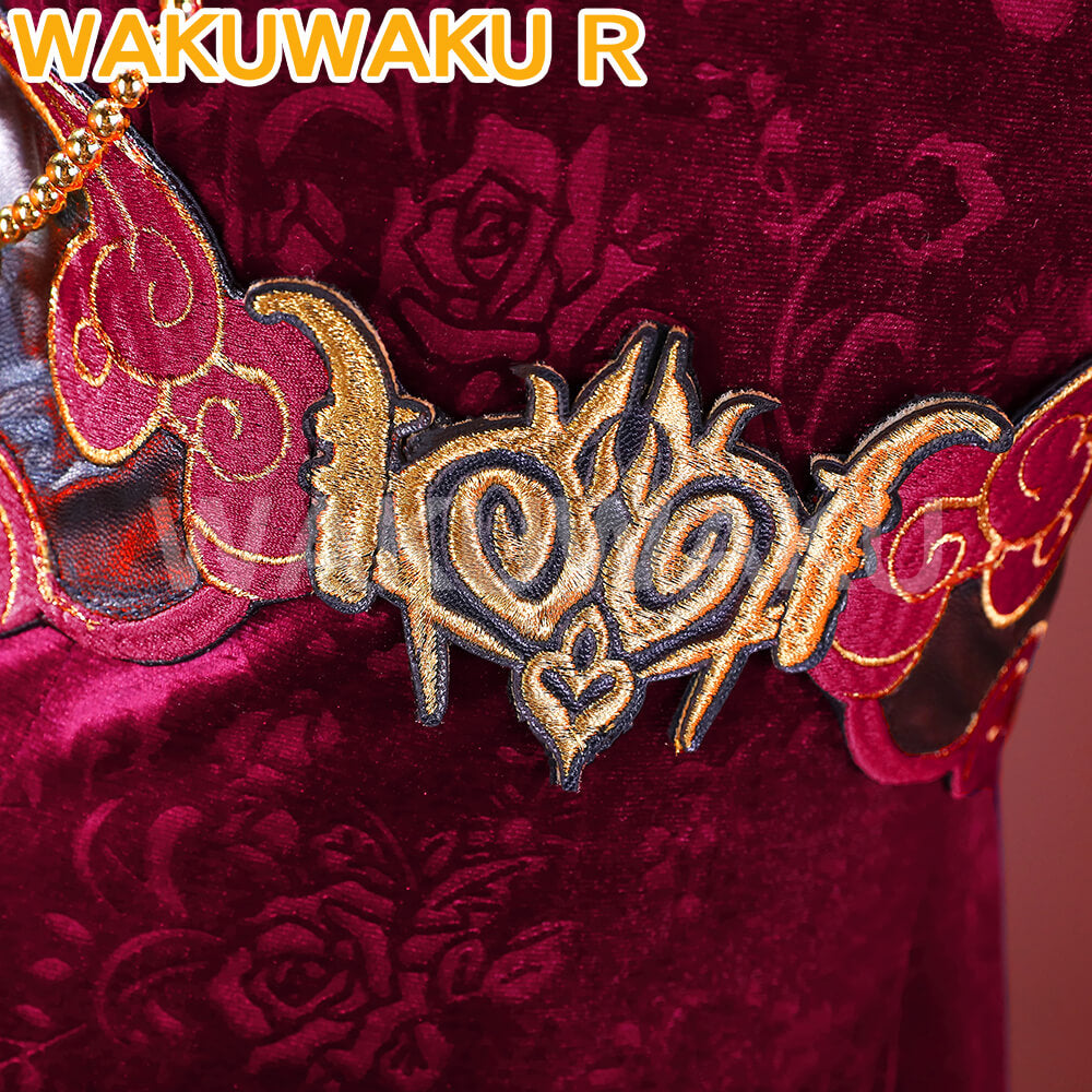 Adaa Wong Cosplay Costume Game WakuWaku-R Women Red Sexy Dress Christmas