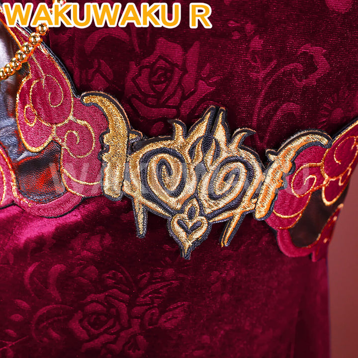 Adaa Wong Cosplay Costume Game WakuWaku-R Women Red Sexy Dress Christmas