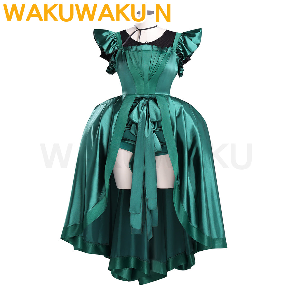 Agnes Cosplay Costume WakuWaku-N Green Evening Gown Dress Wolf girl Cosplay Halloween Women Cosplay