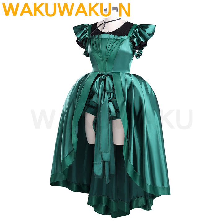 Agnes Cosplay Costume WakuWaku-N Green Evening Gown Dress Wolf girl Cosplay Halloween Women Cosplay