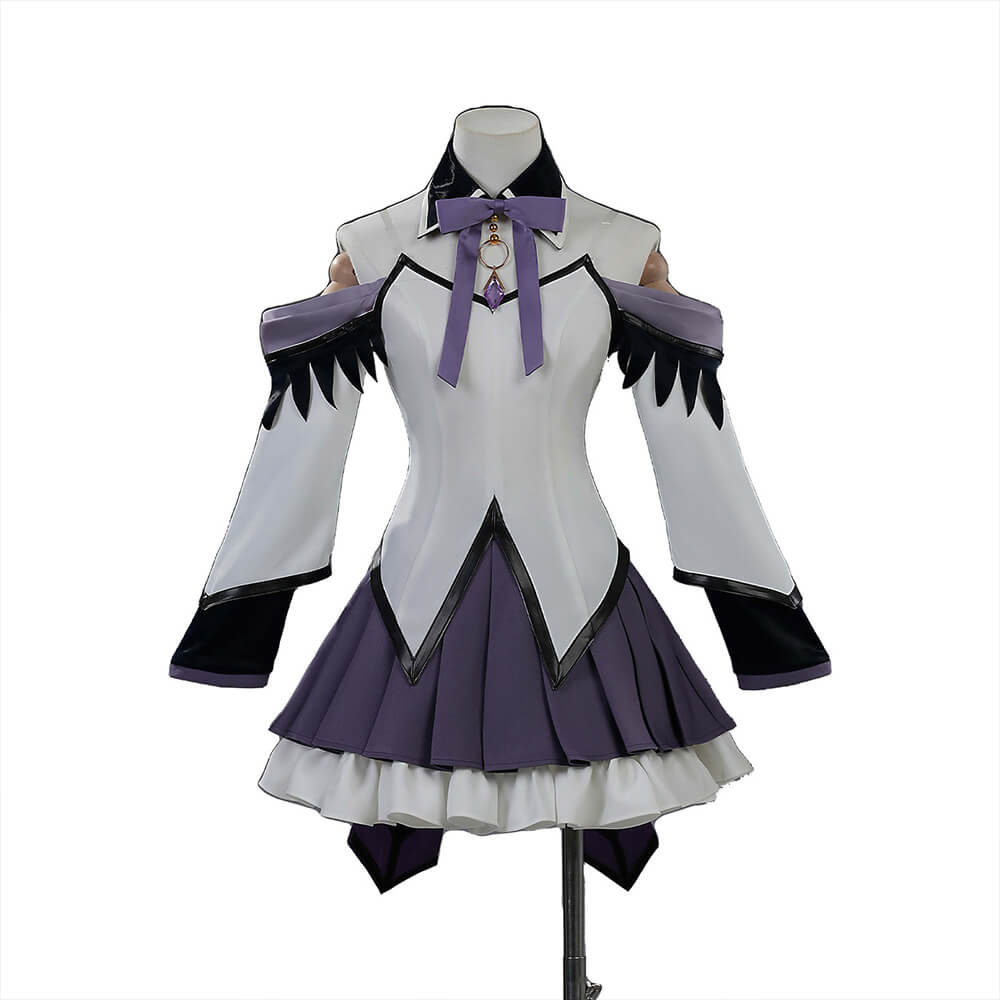 【XS-2XL】Akemi Homura Cosplay Costume Anime Puella Magi Madoka Magica WakuWaku Women Cute Dress