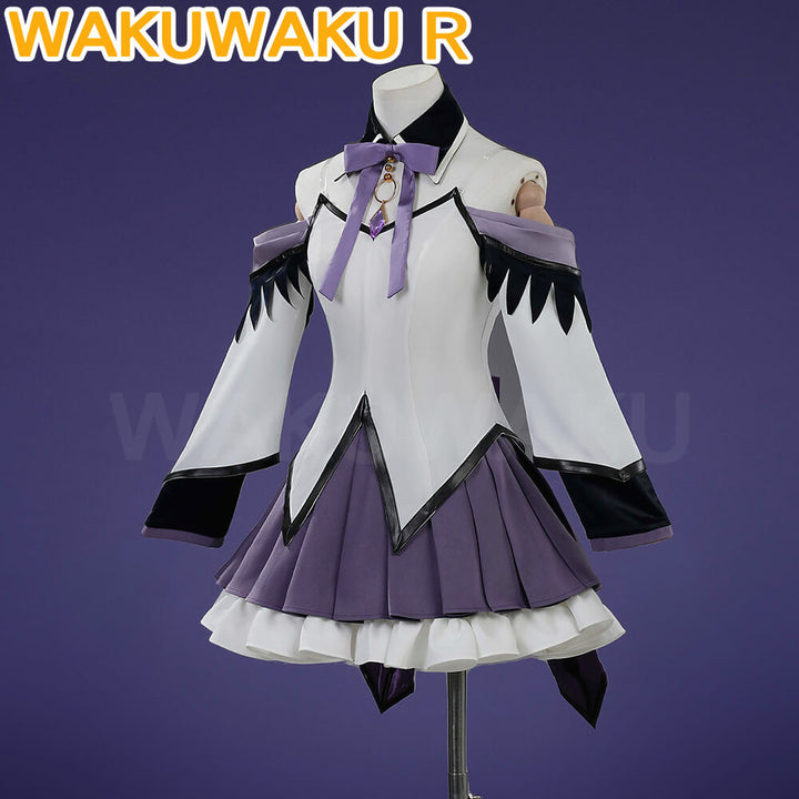 【XS-2XL】Akemi Homura Cosplay Costume Anime Puella Magi Madoka Magica WakuWaku Women Cute Dress
