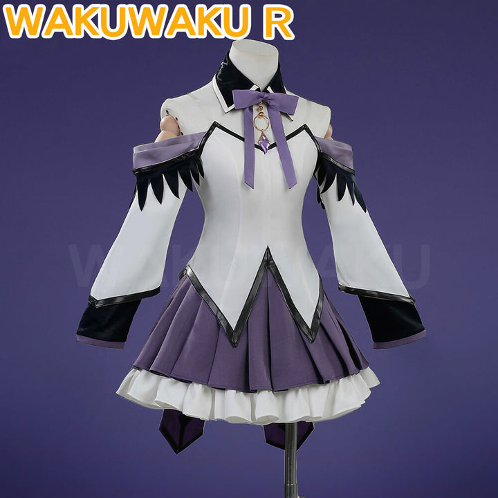 【XS-2XL】Akemi Homura Cosplay Costume Anime Puella Magi Madoka Magica WakuWaku Women Cute Dress