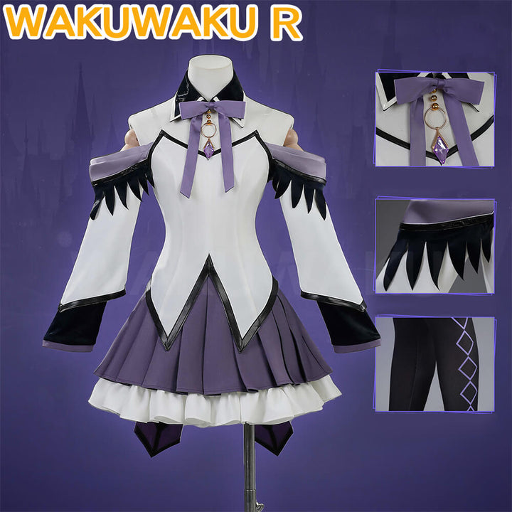 【XS-2XL】Akemi Homura Cosplay Costume Anime Puella Magi Madoka Magica WakuWaku Women Cute Dress