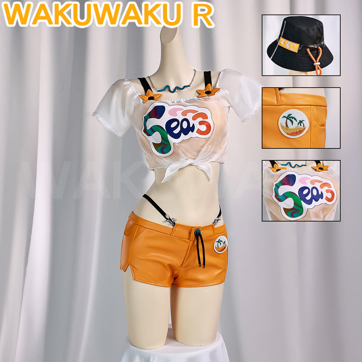 Belle Wise Cosplay Costume Game Zenless Zone Zero WakuWaku-R ZZZ Women Men Swimsuit Halloween Summer Cosplay