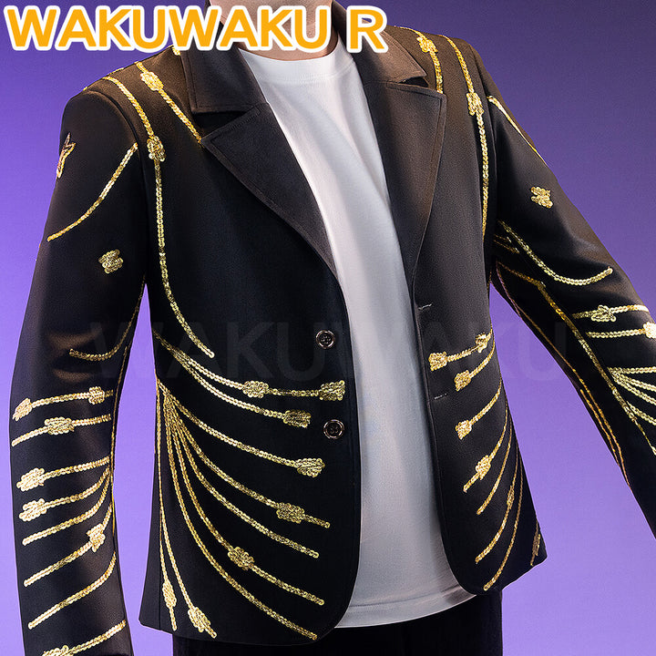 Bobby Cosplay Costume WakuWaku-R Halloween Men Agent Bobby Cosplay Black Jacket Plus Size