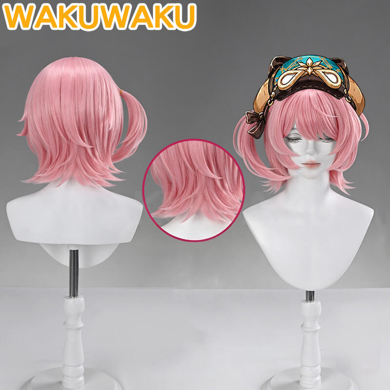 【In Stock】WakuWaku Game Genshin Impact Charlotte Cosplay Wig Pink Hair