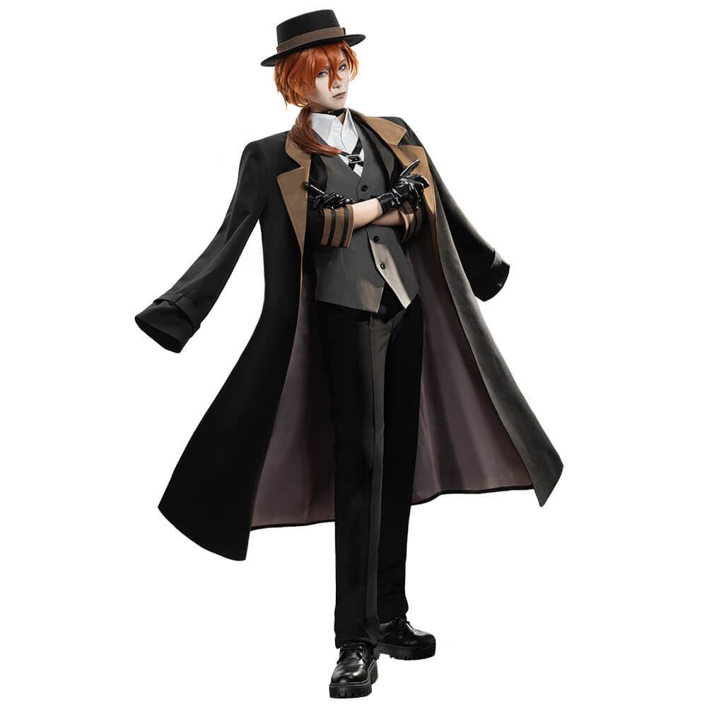 Nakahara Chuuya Cosplay Costume Anime Cosplay WakuWaku-SR Men Costume Chuuya Cosplay Coat Halloween Chuya Cosplay Hat Uniform