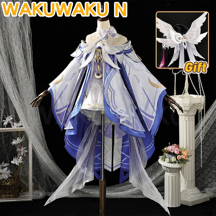 【In Stock】Columbina Cosplay Costume Game Genshin Impact WakuWaku-N Women Dress Moon Maiden Columbina Cosplay Nod Krai