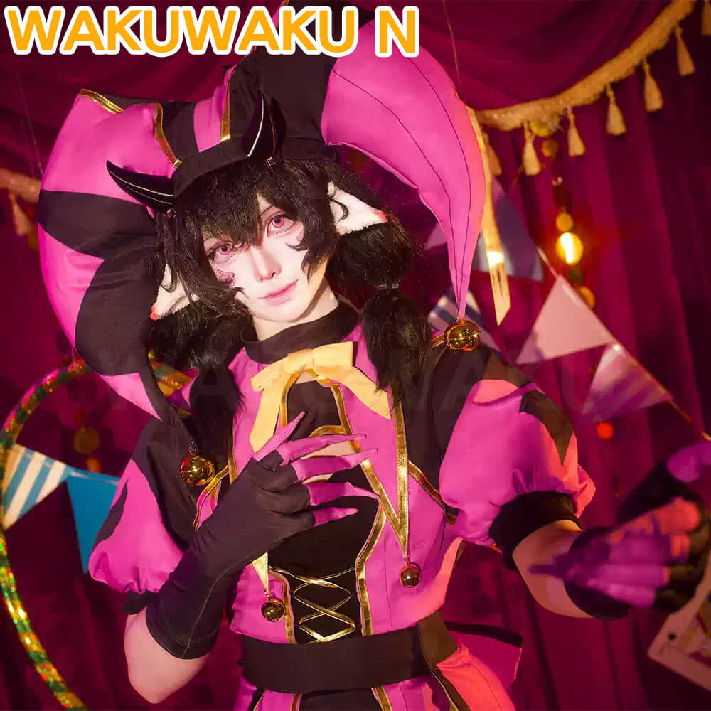 【XS-3XL】WAKUWAKU-N Columbina Cosplay Costume Game Pink Suit