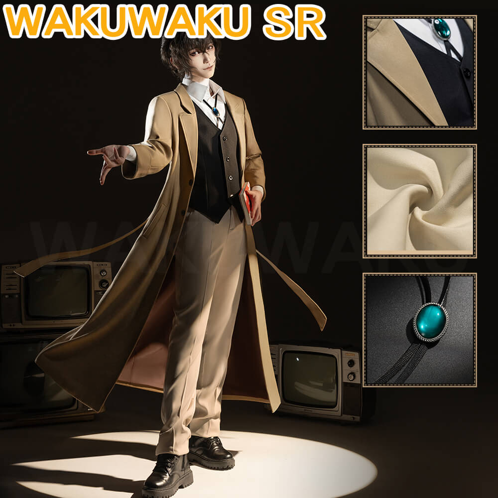 Dazai Cosplay Costume Anime Cosplay WakuWaku-SR Men Costume Suit Osamu Dazai Cosplay Overcoat Halloween Uniform Cosplay