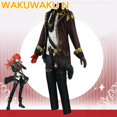 【In Stock】【XS-3XL】WakuWaku-R Diluc Ragnvind Cosplay Game Genshin Impact Black Suit Halloween