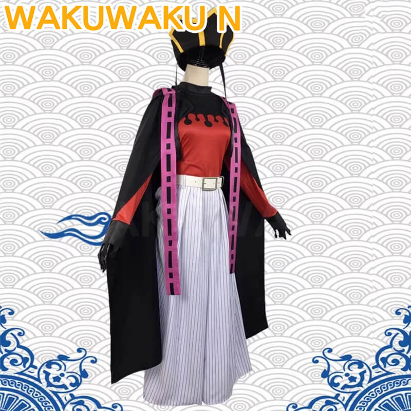 【In Stock】Douma Cosplay Costume Anime WakuWaku-N Men Black Red Kimono Uniform Demon Douma Halloween