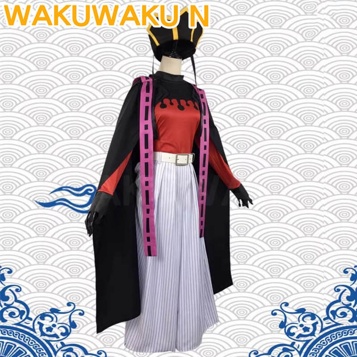 【In Stock】Douma Cosplay Costume Anime WakuWaku-N Men Black Red Kimono Uniform Demon Douma Halloween