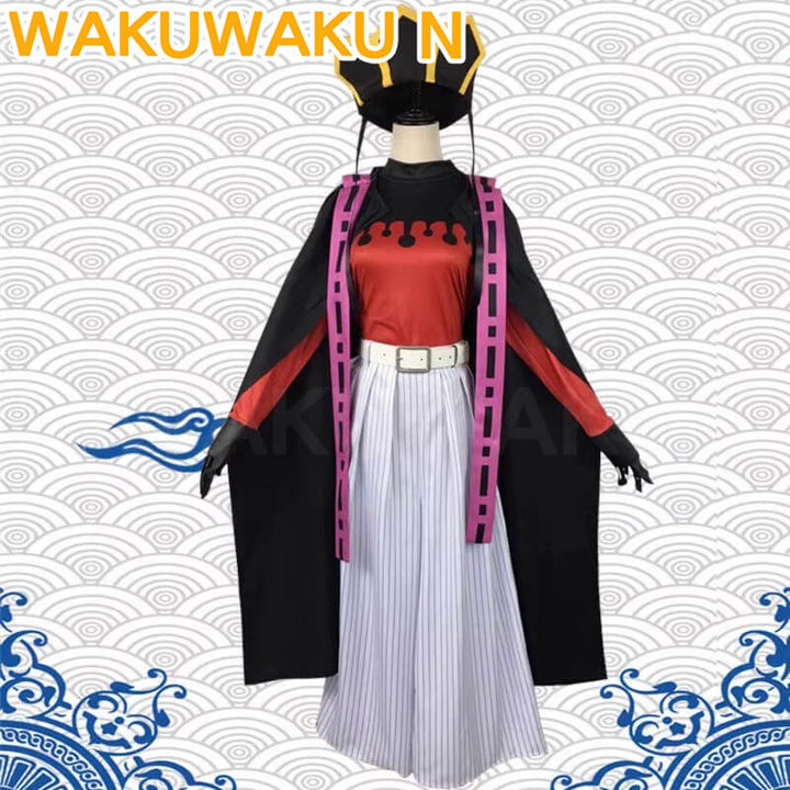 【In Stock】Douma Cosplay Costume Anime WakuWaku-N Men Black Red Kimono Uniform Demon Douma Halloween