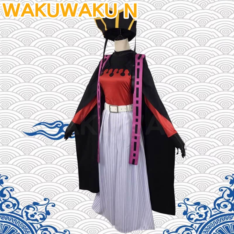 【In Stock】Douma Cosplay Costume Anime WakuWaku-N Men Black Red Kimono Uniform Demon Douma Halloween